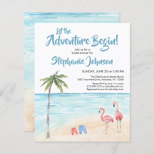 Budget Beach Ocean Adventure Bridal Shower Invite