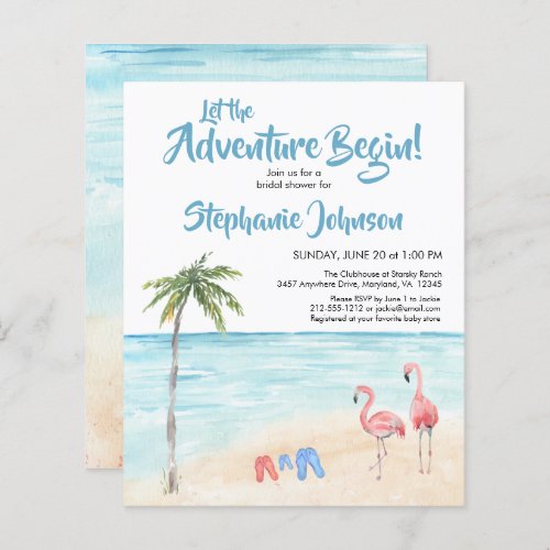Budget Beach Ocean Adventure Bridal Shower Invite