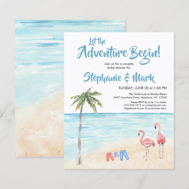 Budget Beach Ocean Surf Adventure Baby Shower (Front/Back)