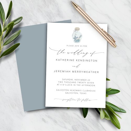 BUDGET Beach Seashell Modern Script Wedding