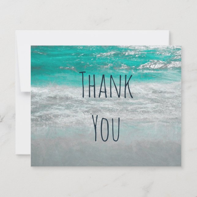Budget Beach Turquois Coastal Ocean Wave Thank You (Back)