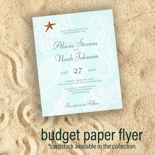 Budget beach wedding paper invitation