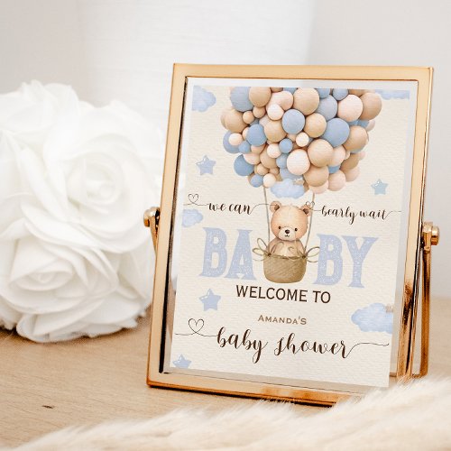 Budget Bear Balloons Baby Boy Shower Welcome Sign