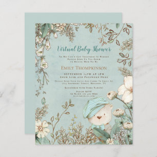 Budget Bear Boy Virtual Baby Shower Invitation