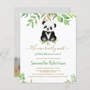 Budget Bear Eucalyptus Baby Shower Invitation