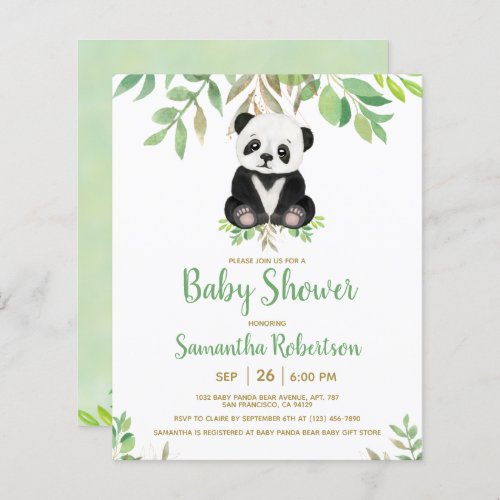 Budget Bear Sage Green Baby Shower Invitation