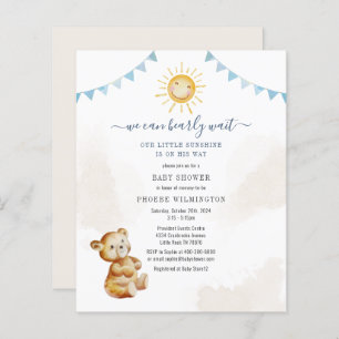 Budget Bear Sunshine Boys Baby Shower Invitation