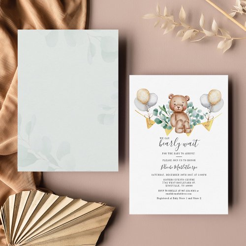 Budget Bearly Eucalyptus Baby Shower Invitation