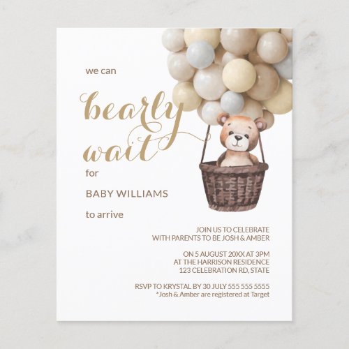 Budget Bearly Wait Bear Balloon Yellow Baby Shower