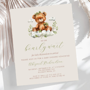 Budget Bearly Wait Green Bear Neutral Baby Shower