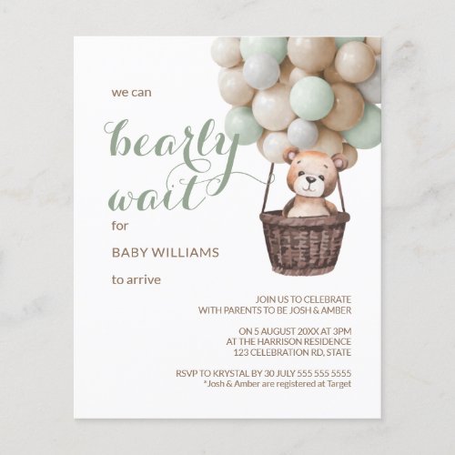 Budget Bearly Wait Teddy Balloon Green Baby Shower