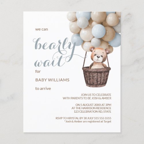 Budget Bearly Wait Teddy Balloons Boy Baby Shower
