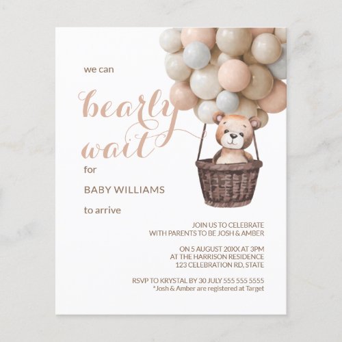 Budget Bearly Wait Teddy Balloons Girl Baby Shower