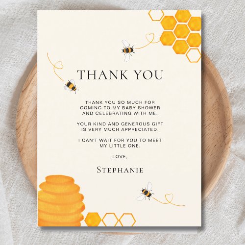 Budget Bee Baby Shower Thank You Card