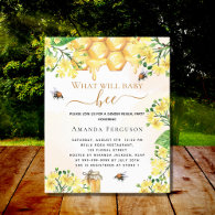 Budget Bee Baby shower yellow floral invitation
