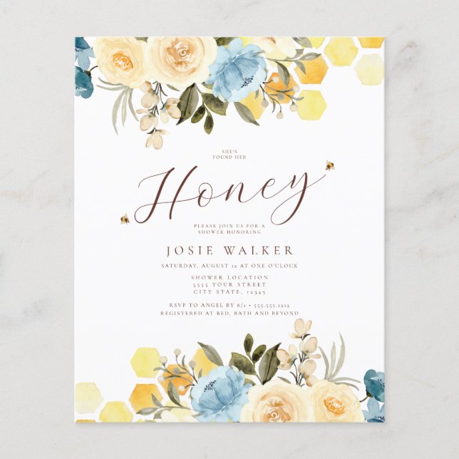 Budget Bee Bridal Shower Invitation (Front)