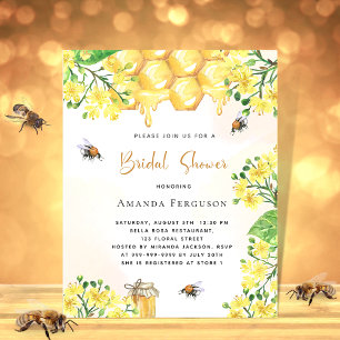 Budget Bee Bridal shower yellow floral invitation