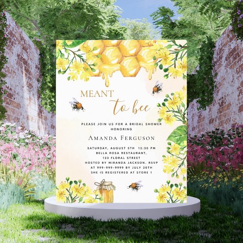 Budget Bee Bridal shower yellow floral invitation