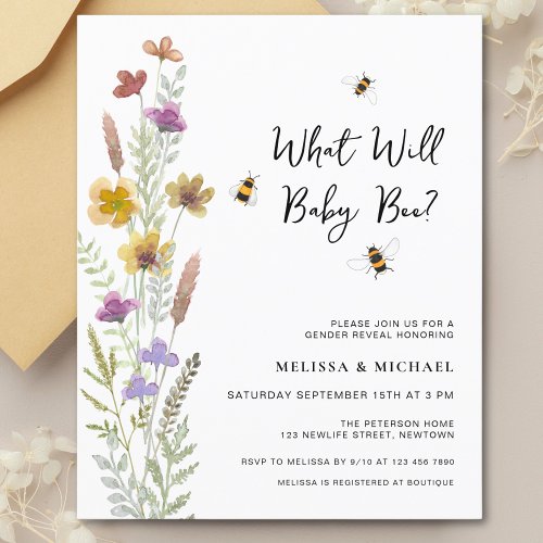 Budget Bee Gender Reveal Invitation