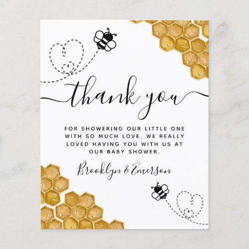 Budget Bee Honeycomb Baby Shower Thank You Card