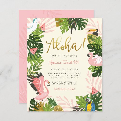 Budget Beige Aloha Hawaii Tropical Gold Birthday