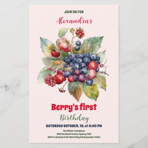 Budget Berry 1st Birthday Party  Flyer