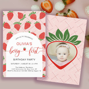 Budget Berry 1st First Birthday Party Invitation Flyer