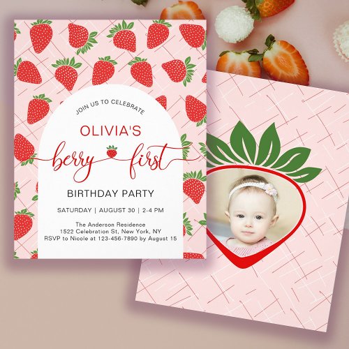 Budget Berry 1st First Birthday Party Invitation Flyer