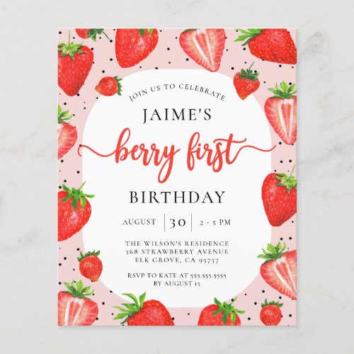 Budget Berry First Birthday Strawberry Birthday