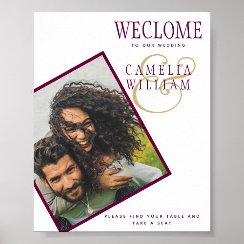 BUDGET Berry Gold Wedding PHOTO Welcome SIGN