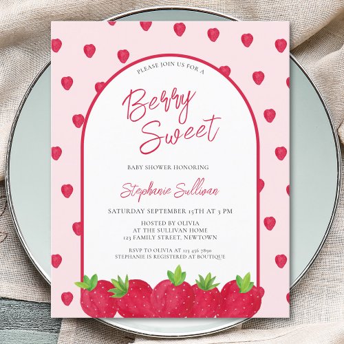 Budget Berry Sweet Baby Shower Invitation