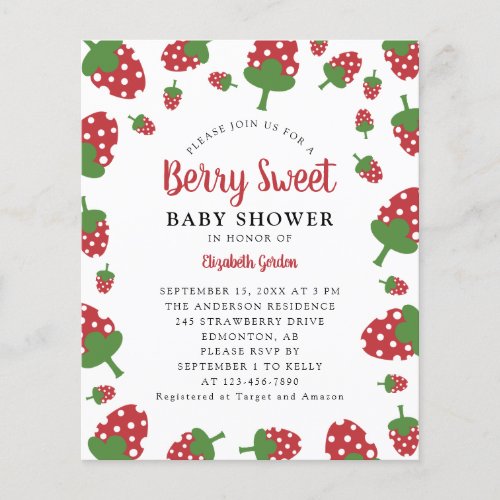 Budget Berry Sweet Baby Shower Strawberry Cute 