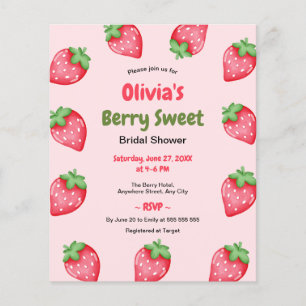 Budget Berry Sweet Strawberry Bridal Shower Invite Flyer