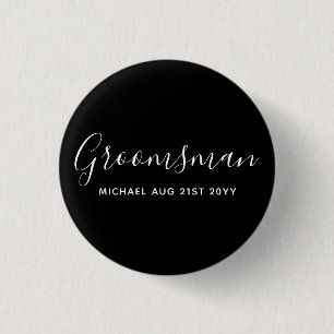 BUDGET Bestman Groomsman GIFTS Classic Black Button