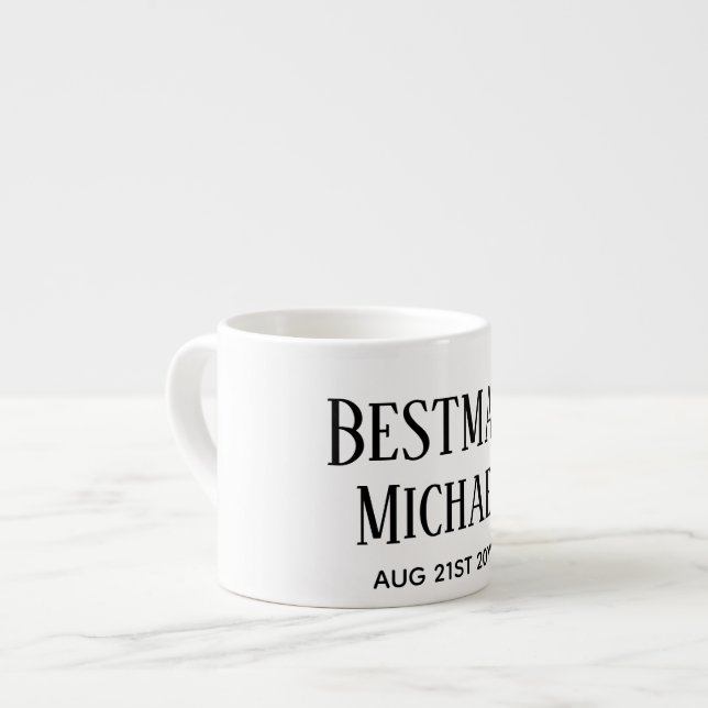 BUDGET Bestman Groomsman GIFTS Classic Black Espresso Cup (Front Left)