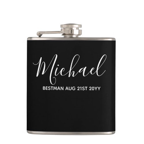 BUDGET Bestman Groomsman GIFTS Classic Black Flask