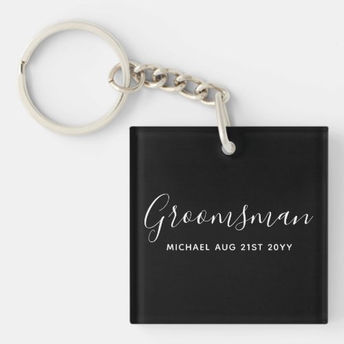 BUDGET Bestman Groomsman GIFTS Classic Black Keychain