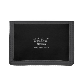 BUDGET Bestman Groomsman GIFTS Classic Black Tri-fold Wallet
