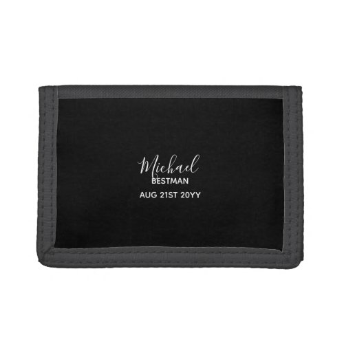 BUDGET Bestman Groomsman GIFTS Classic Black Trifold Wallet