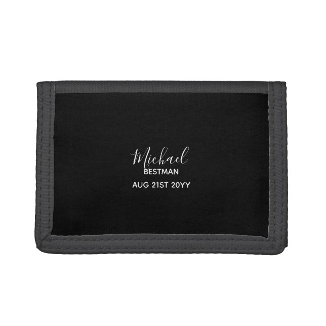 BUDGET Bestman Groomsman GIFTS Classic Black Trifold Wallet (Front)
