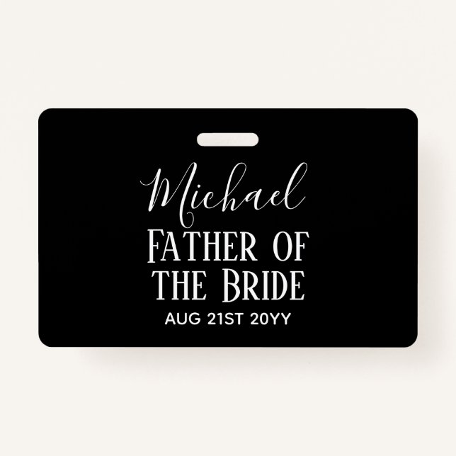 BUDGET Bestman Groomsmen Gifts Black White Badge (Front)