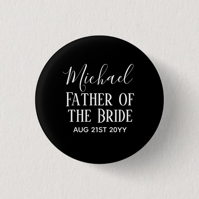BUDGET Bestman Groomsmen Gifts Black White Button (Front)