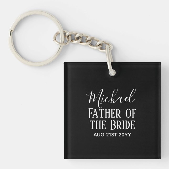 BUDGET Bestman Groomsmen Gifts Black White Keychain (Front)