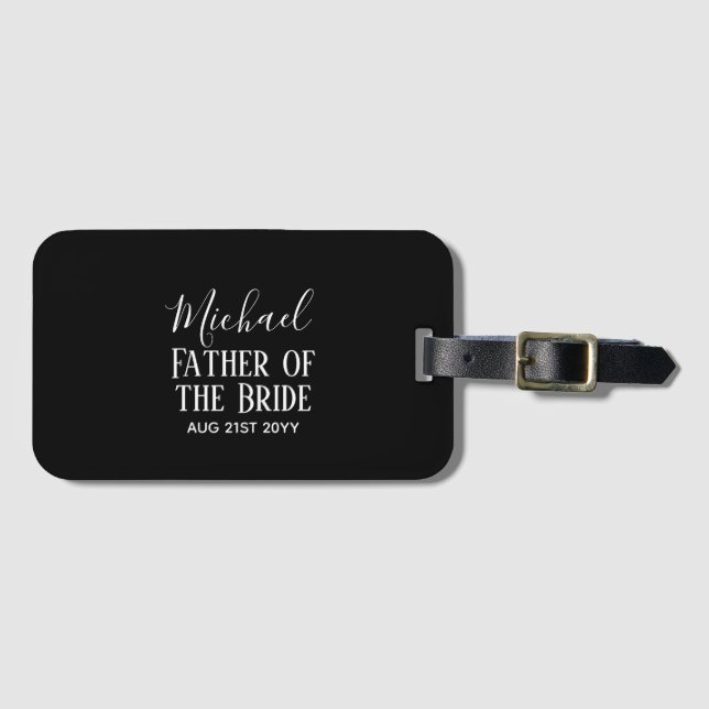 BUDGET Bestman Groomsmen Gifts Black White Luggage Tag (Front Horizontal)