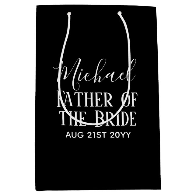 BUDGET Bestman Groomsmen Gifts Black White Medium Gift Bag (Front)