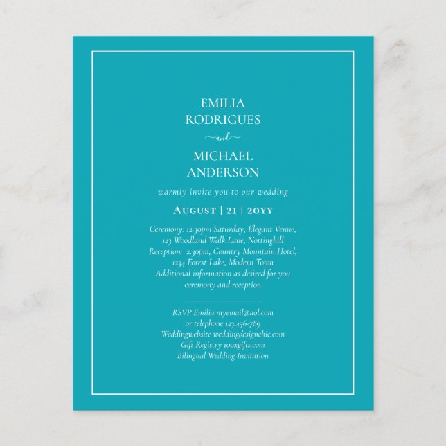 BUDGET Bilingual 2-sided Invite Spanish Boda  Flyer (Front)