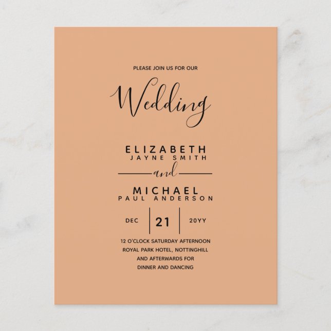 Budget Bilingual Spanish BODA English Wedding (Front)