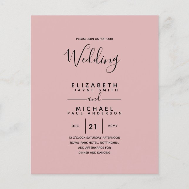 Budget Bilingual Spanish BODA English Wedding Flye Flyer (Front)