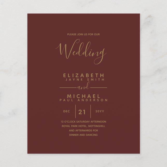 BUDGET Bilingual Spanish Boda English Wedding Flyer (Front)