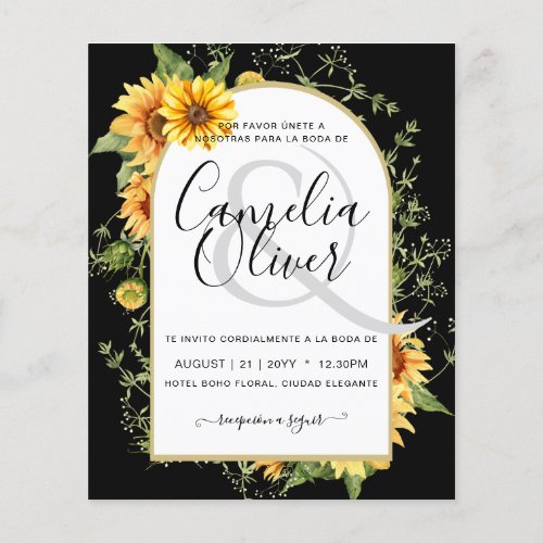 BUDGET Bilingual Sunflowers Spanish Wedding Boda Flyer